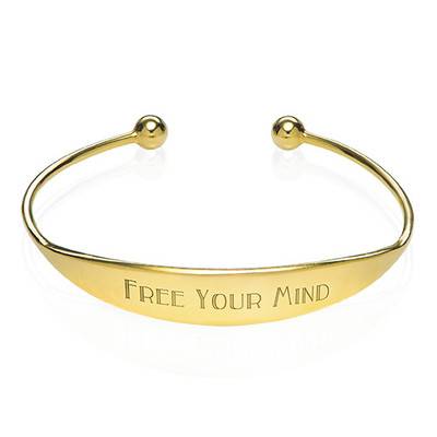 18k Gold Plated ID Bangle Bracelet
