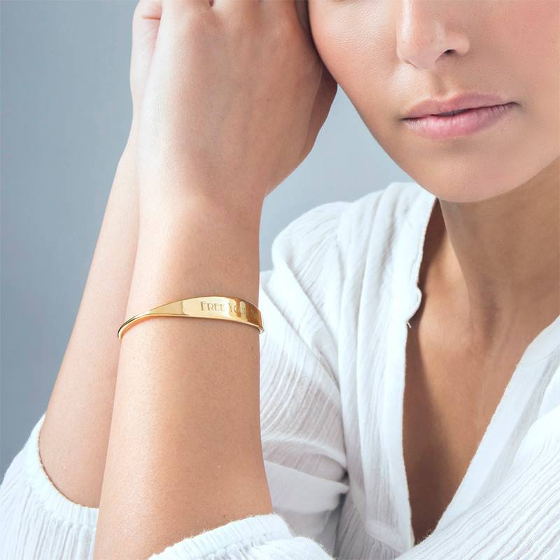 18k Gold Plated ID Bangle Bracelet