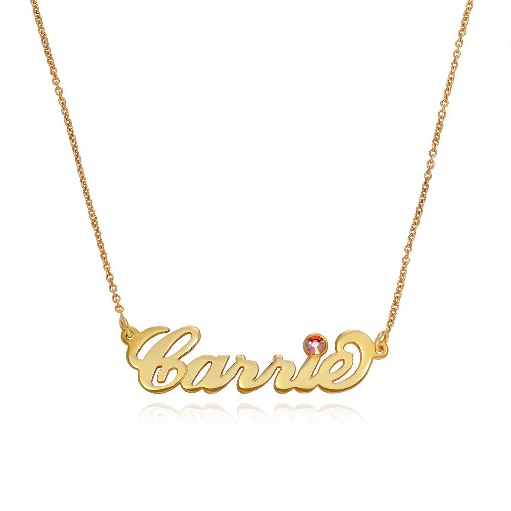 18k Gold-plated Silver and Birthstone Name Necklace