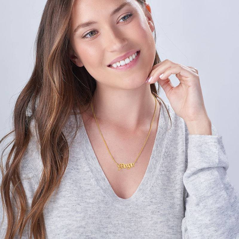 Old English Name Necklace in 18k Gold-Plated Sterling Silver - Perfect Gift for Her - My Name Necklace - Gothic Name Necklace - Custom Name Necklace
