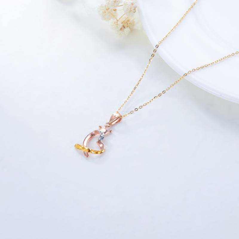 18K Three Colors Crown With Heart Pendant Necklace For Women Best Friend
