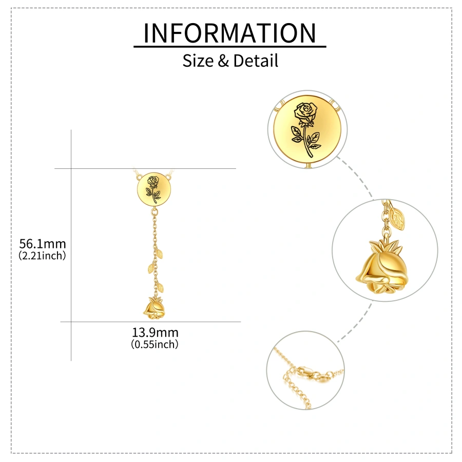 Gold Vermeil Rose Non-adjustable Y-Necklace for Women