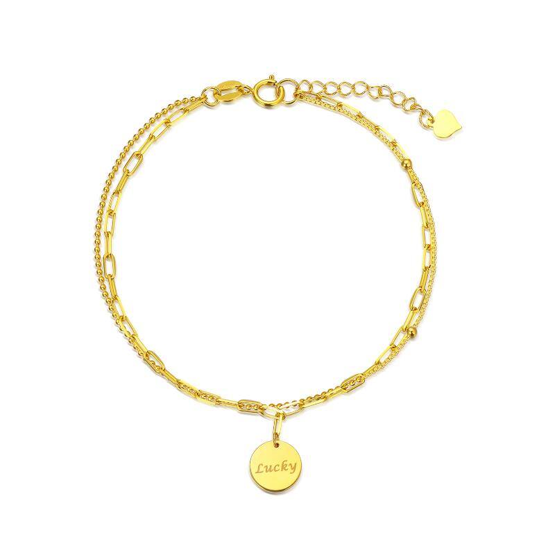 18K Gold Round Charm Bracelet