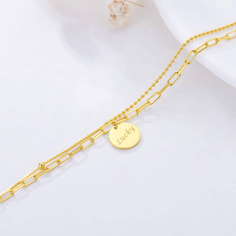 18K Gold Round Charm Bracelet