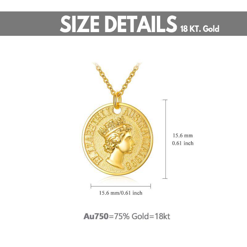 18K Gold Round/Spherical Coin Pendant Necklace