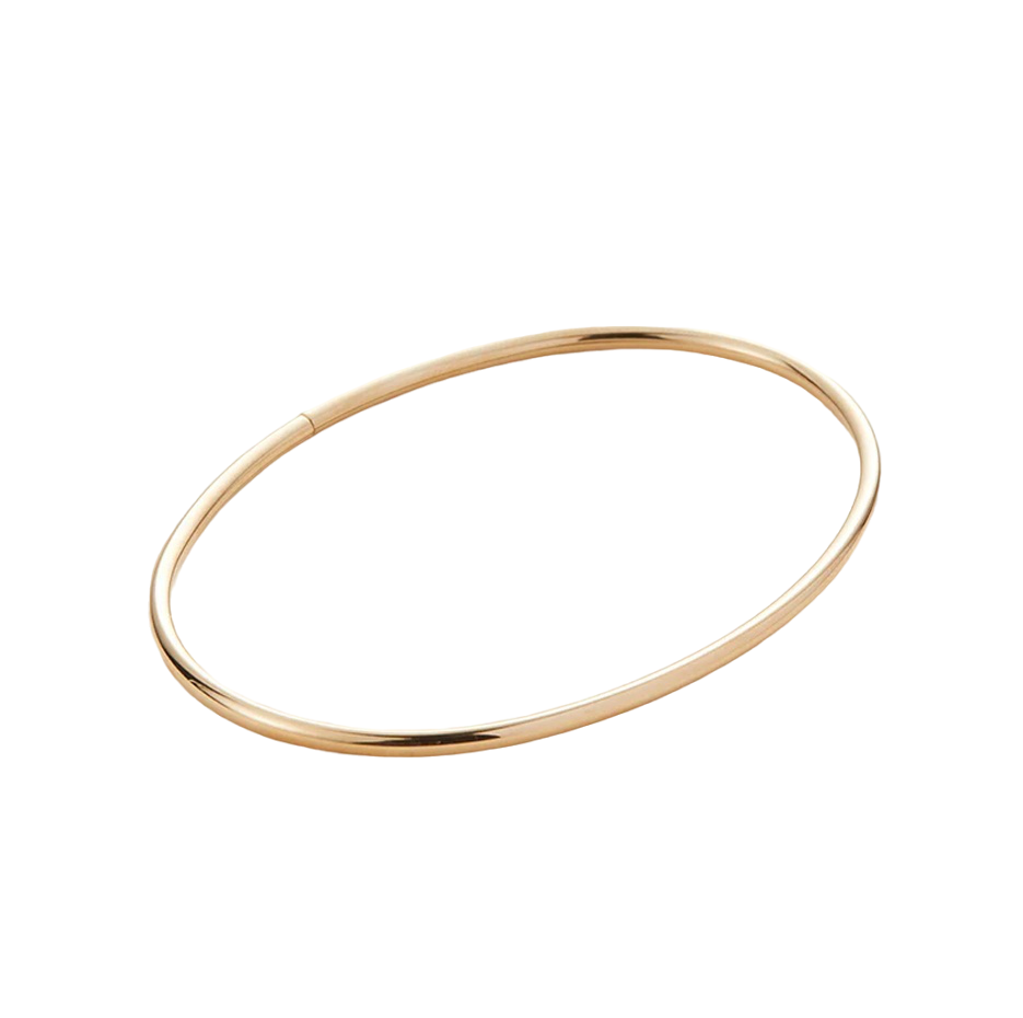 Sterling Silver with Yellow Gold Plated Single Bangle Bracelet Ankelet 3mm