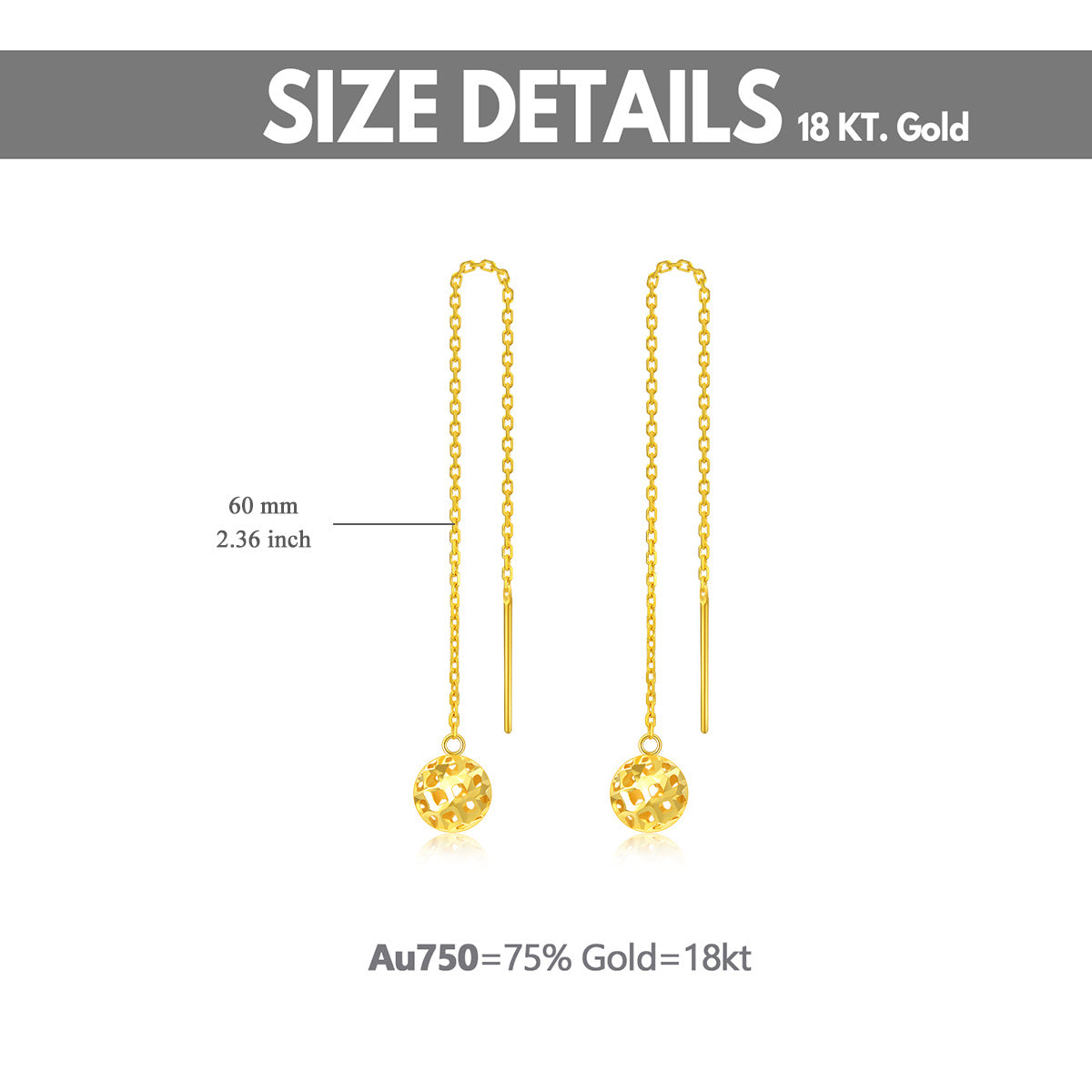 18K Gold Spherical Drop Earrings
