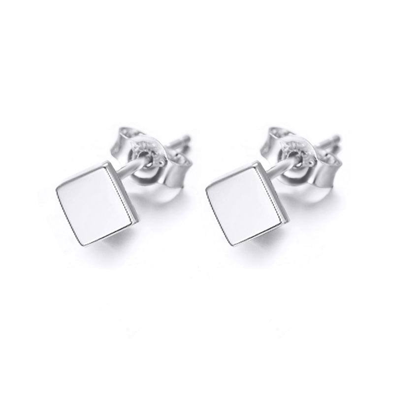 18K White Gold Plated Square Stud Earrings