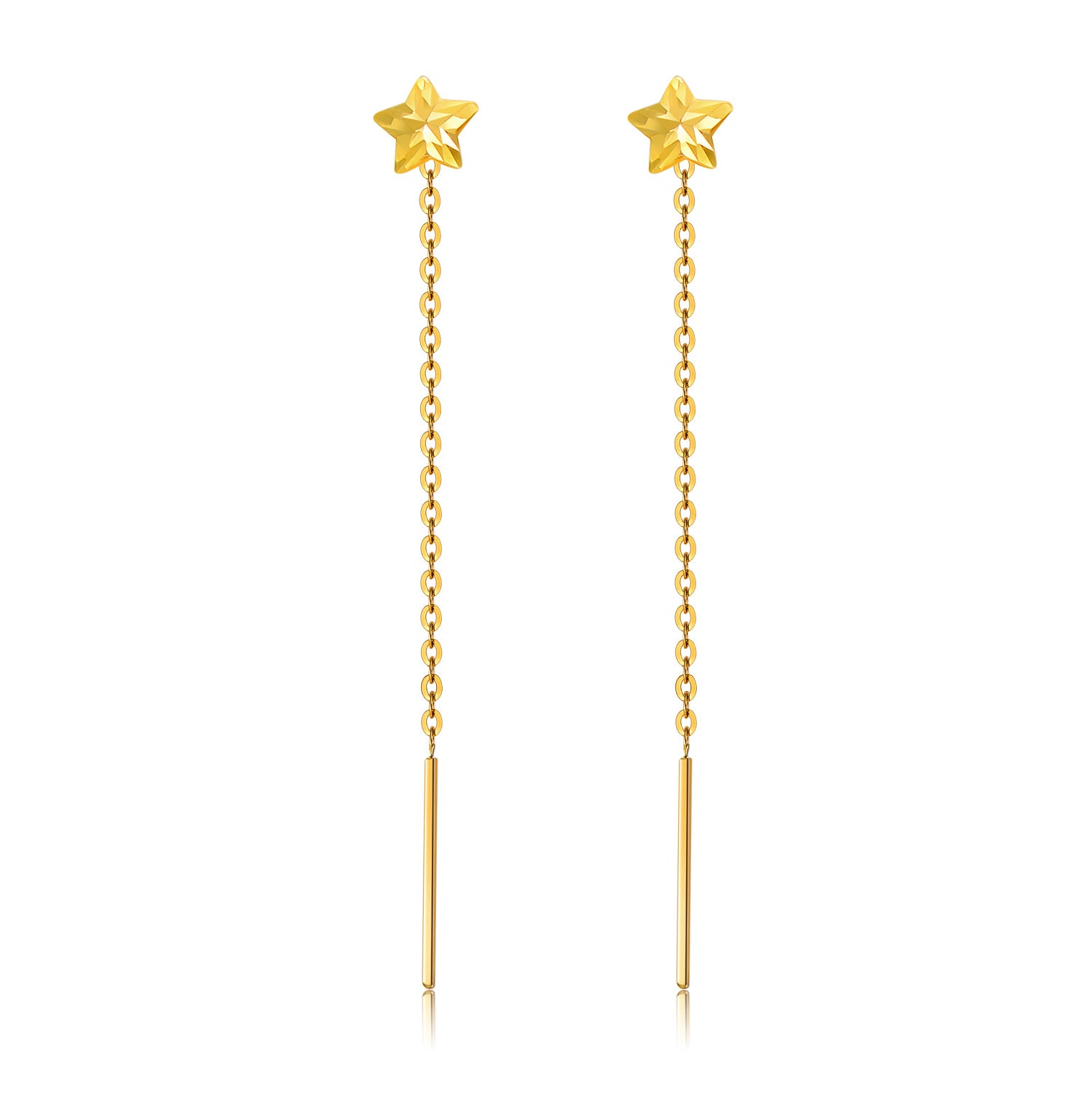 18K Gold Star Drop Earrings