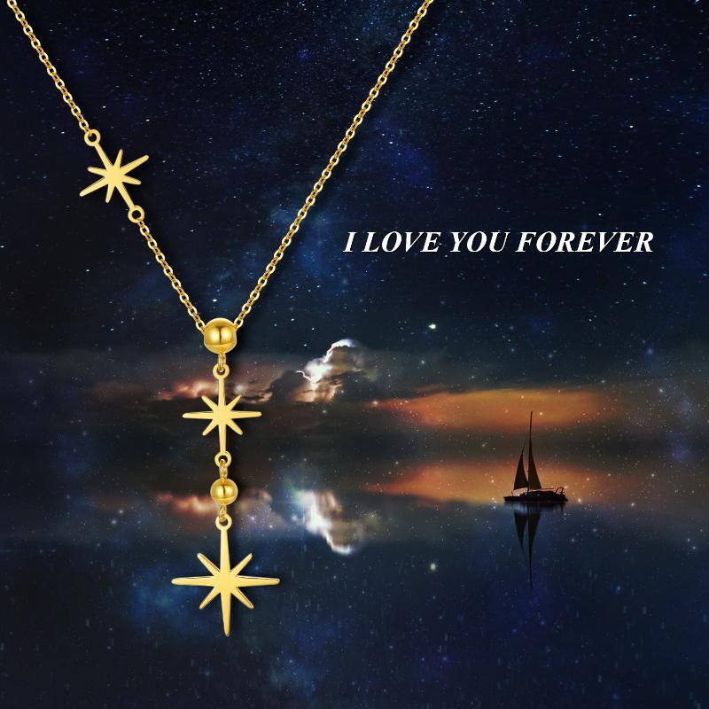14K Gold Star Non-adjustable Y-Necklace