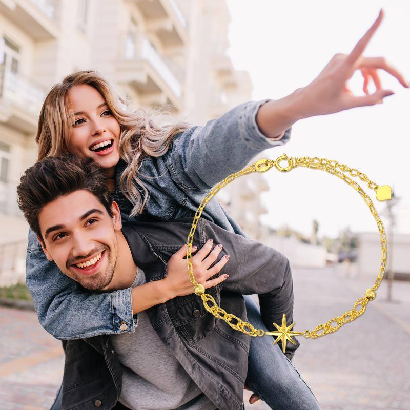 18K Gold Star Charm Bracelet