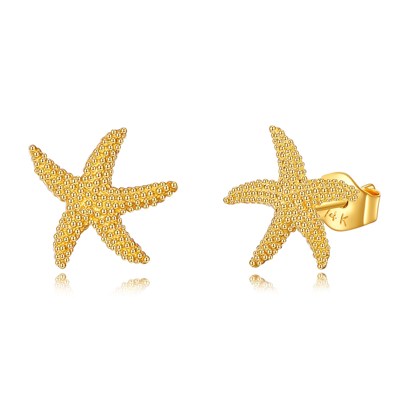 14K Gold Starfish Stud Earrings
