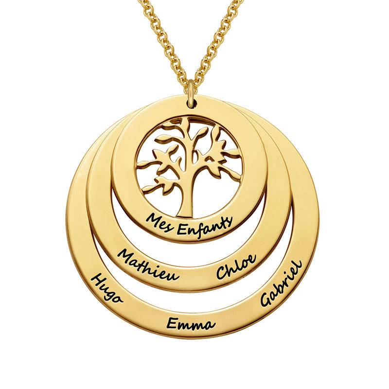 18k Gold Vermeil Family Circle Necklace with Hanging Family Tree