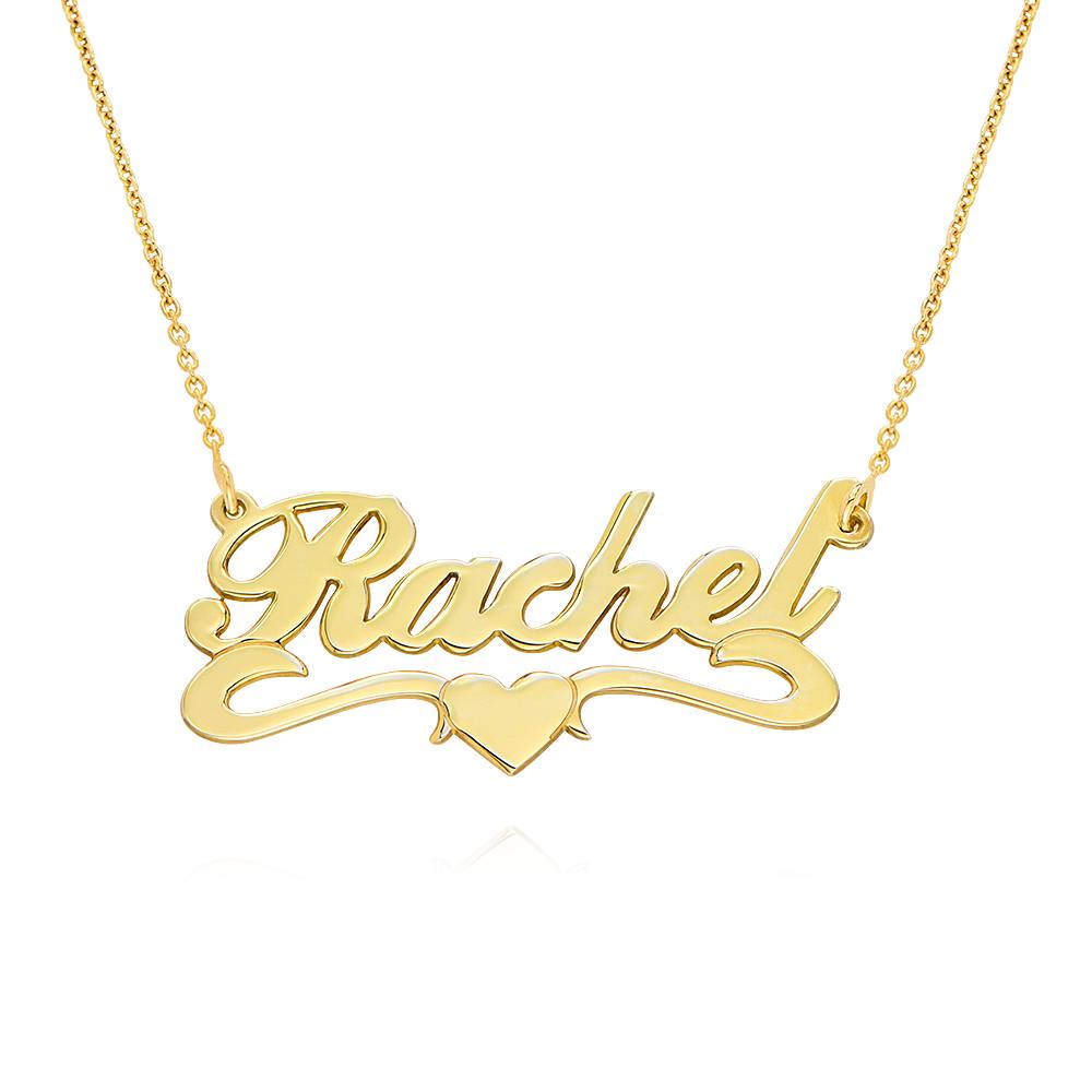 Nameplate Name Necklace - 18k Gold Vermeil Middle Heart Name Necklace - Name Necklace with Heart - Personalized Name Necklace