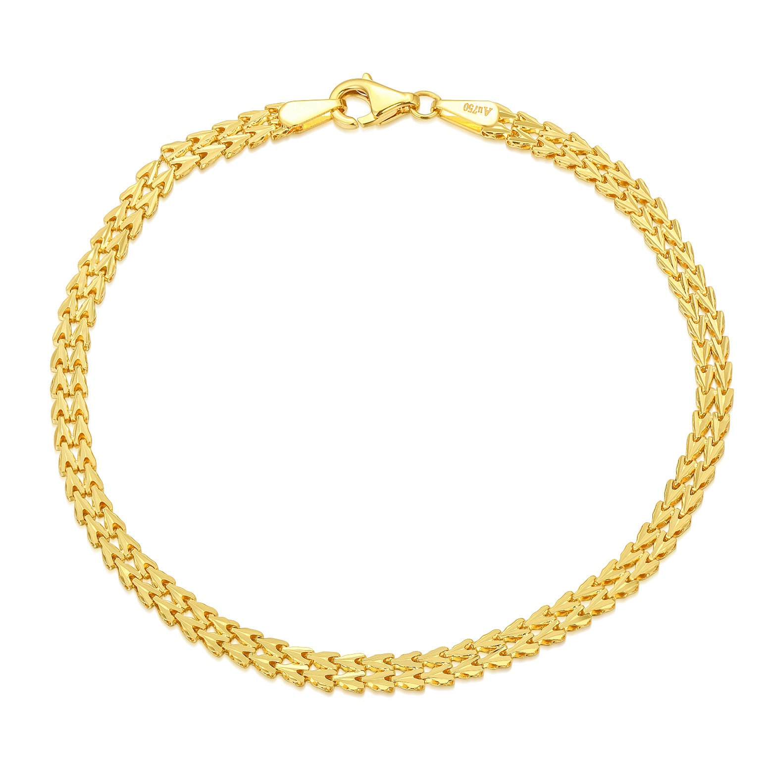 18K Gold Wheat Spike Chain Bracelet