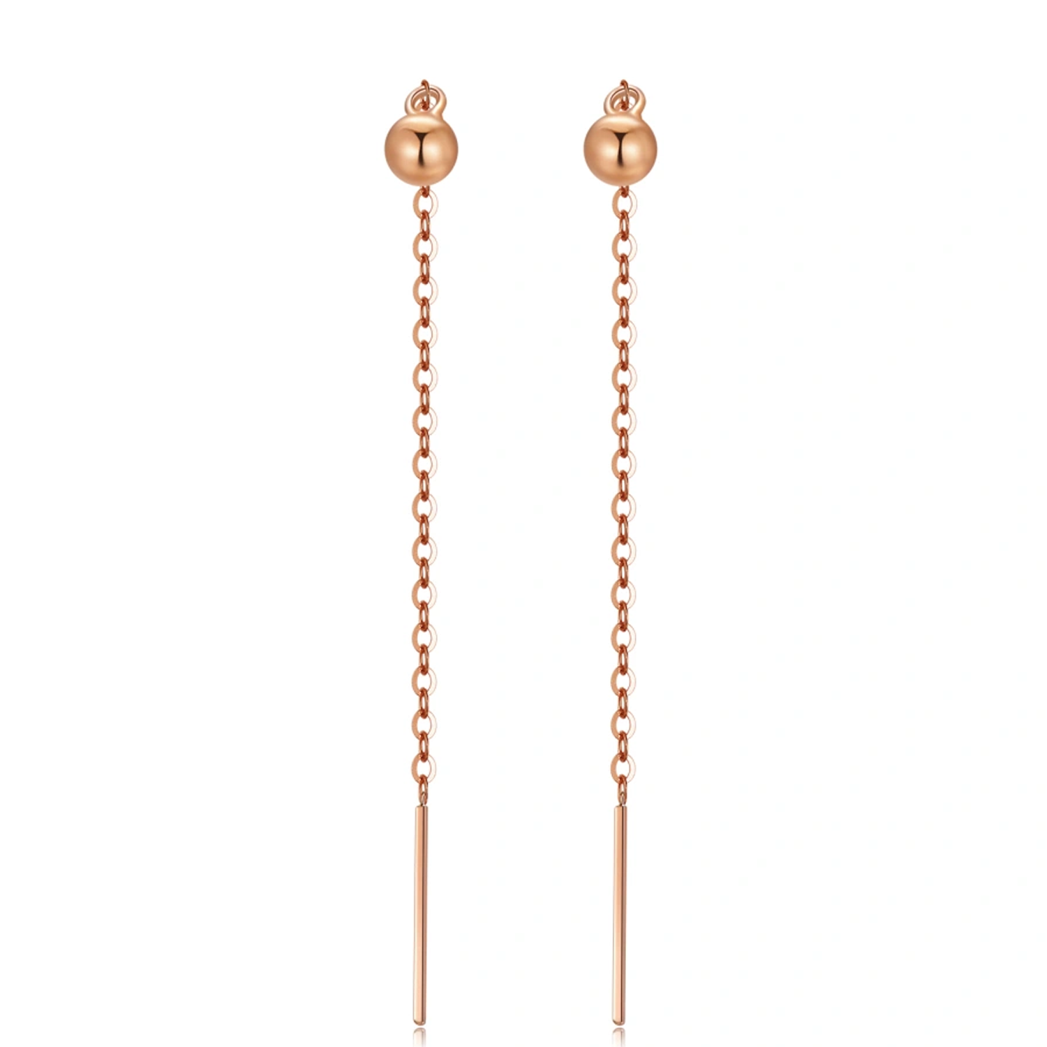 18K Rose Gold Ball Drop Earrings