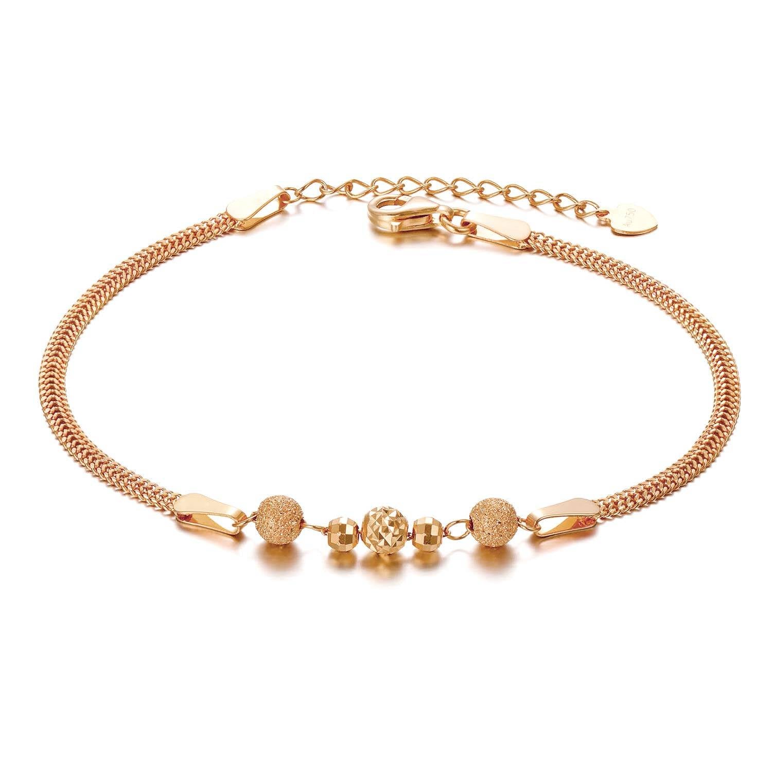 18K Rose Gold Bead Charm Bracelet