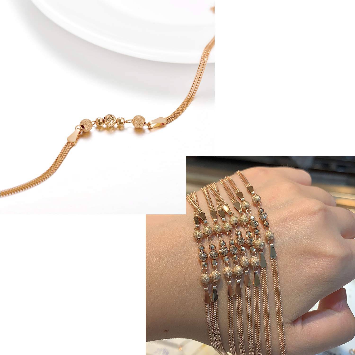 18K Rose Gold Bead Charm Bracelet
