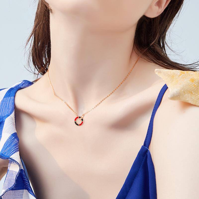 18K Rose Gold Circle Pendant Necklace