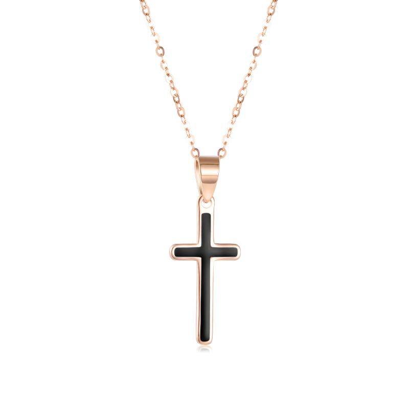 18K Rose Gold Cross Pendant Necklace