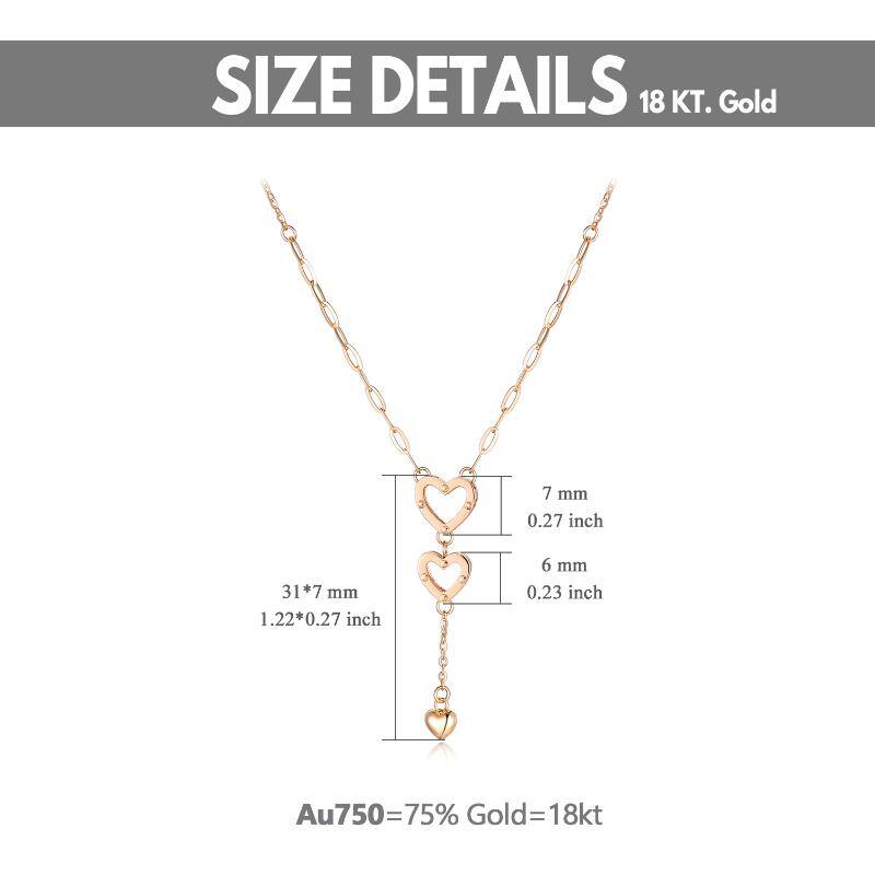 18K Rose Gold Heart With Heart Necklace For Women
