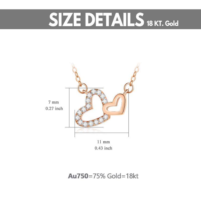 18K Rose Gold Interlocking Hearts Pendant Necklace For Women