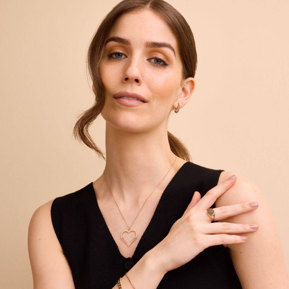 18k Rose Gold Plated Heart Necklace - Unique Gifts for Her