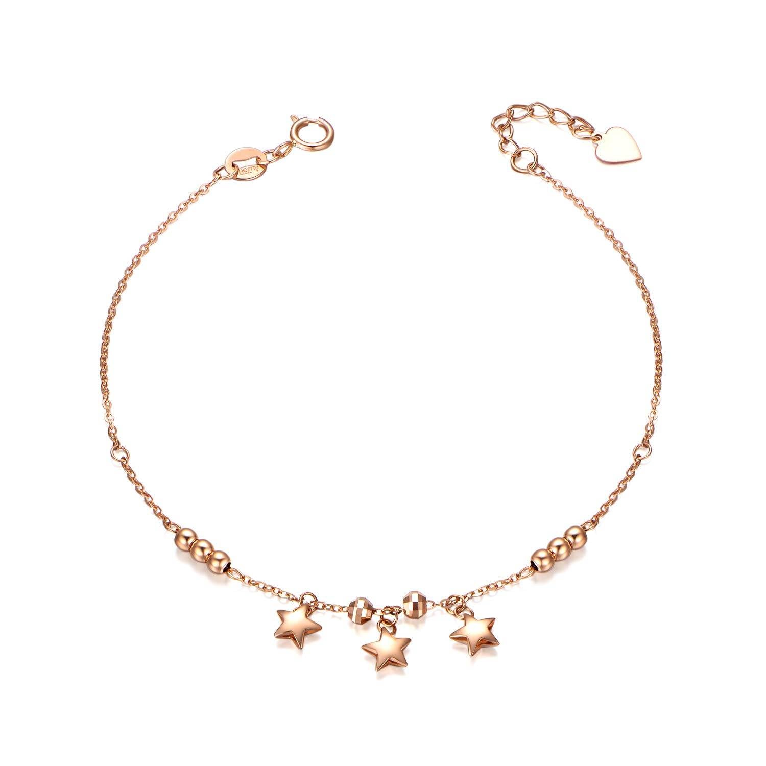 18K Rose Gold Stars Charm Bracelet