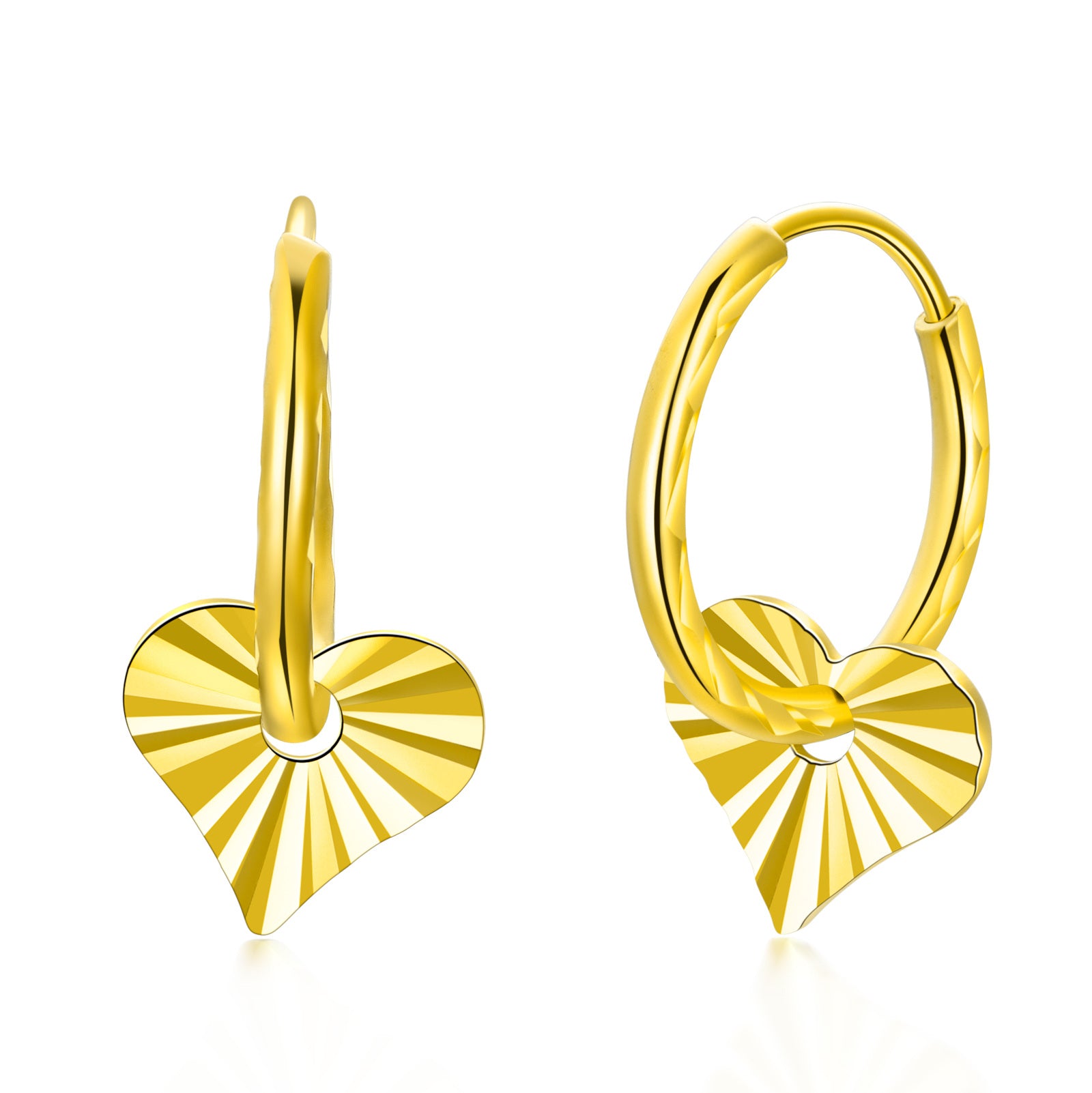 18K Gold Heart Hoop Earrings