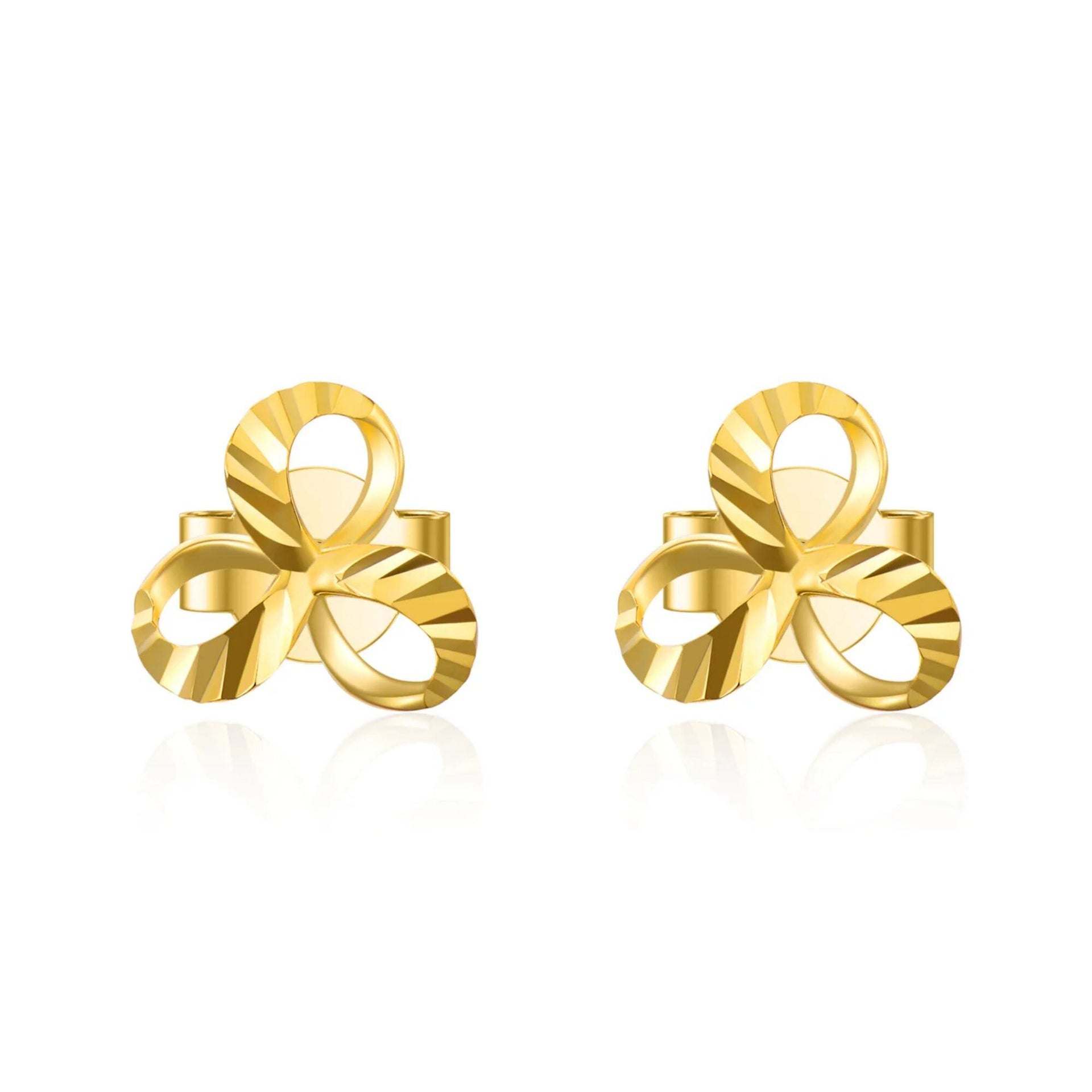 18K Gold Shamrock Drop Earrings