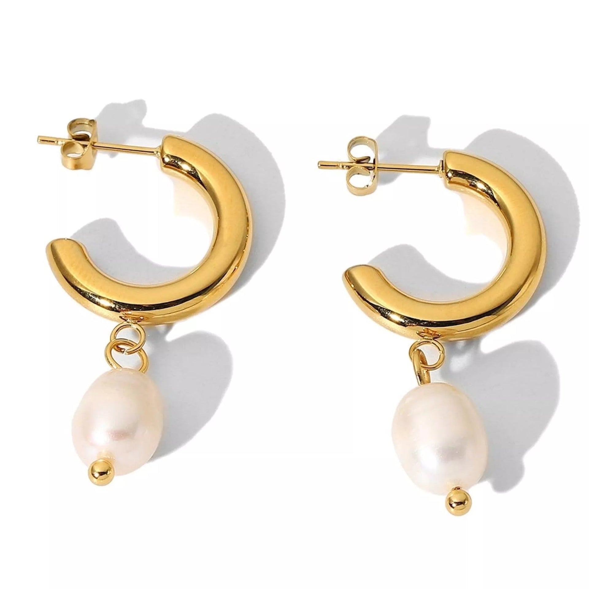 Thick Gold Freshwater Earrings