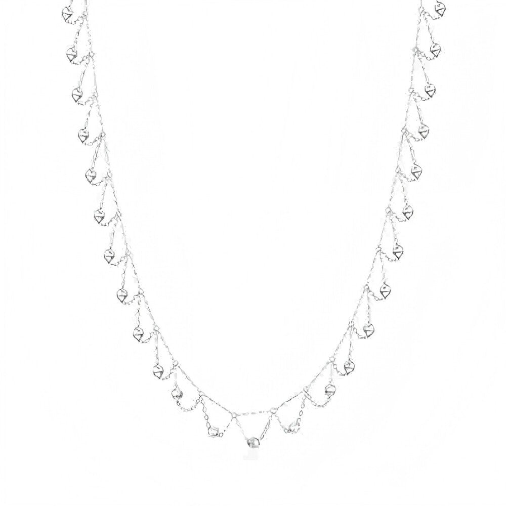 10K White Gold Ball Metal Choker Necklace