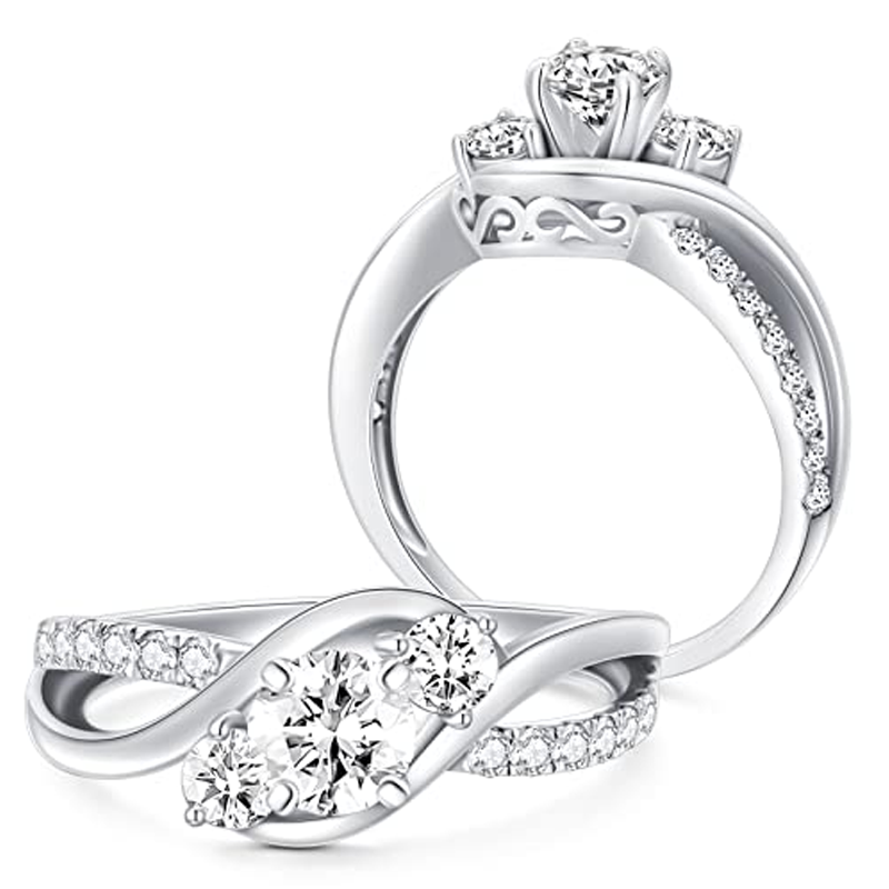 18K White Gold 1 CT Moissanite Custom Engraving & Engagement Ring
