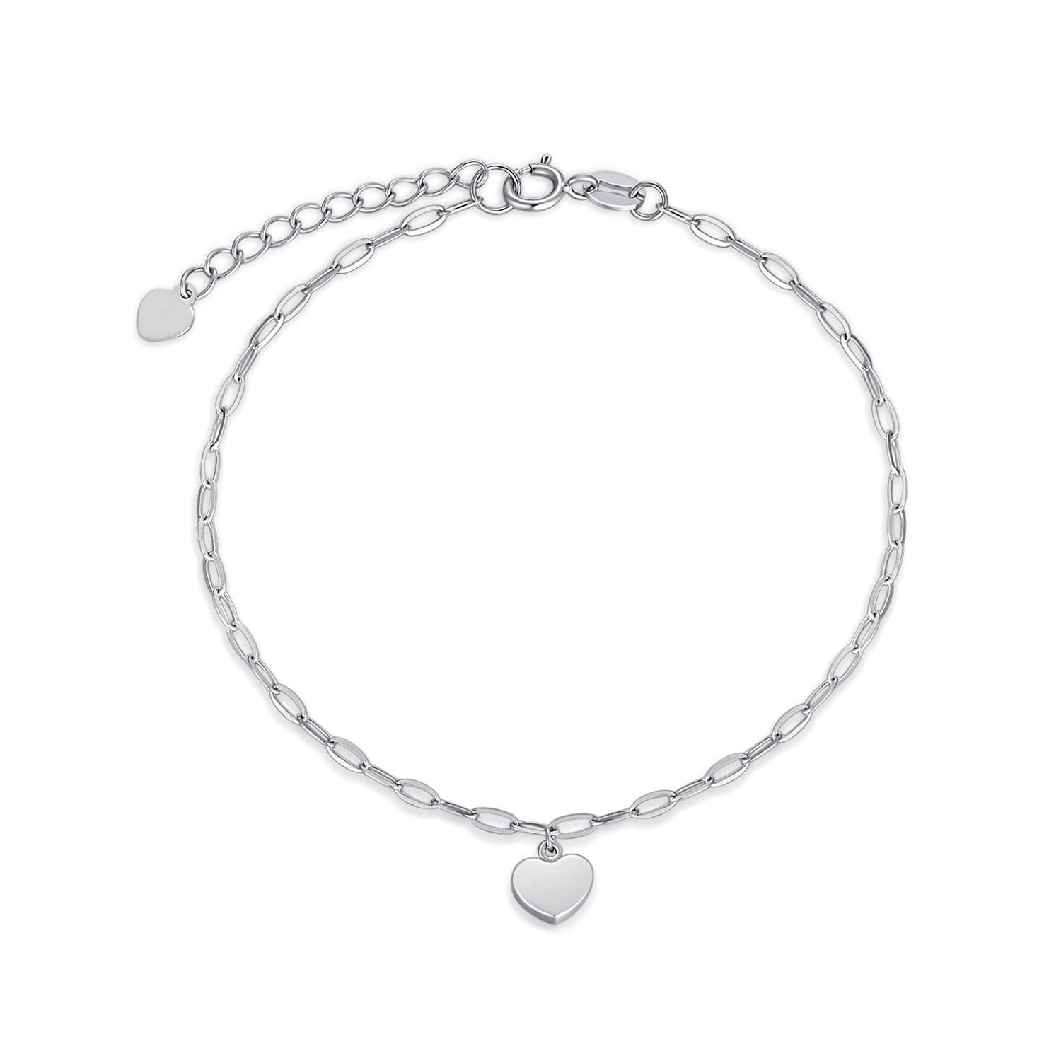 18K White Gold Heart Charm Bracelet