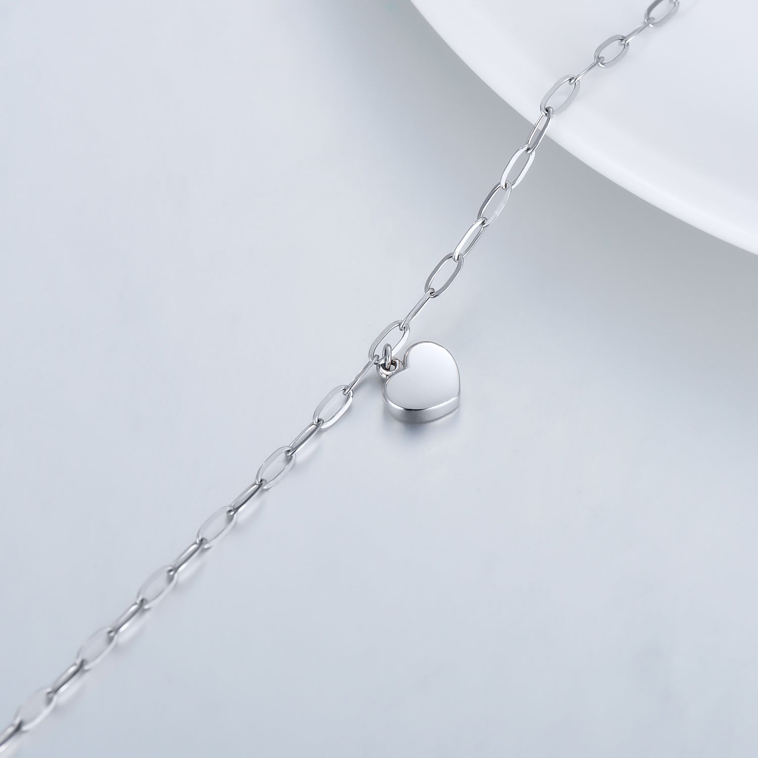 18K White Gold Heart Charm Bracelet