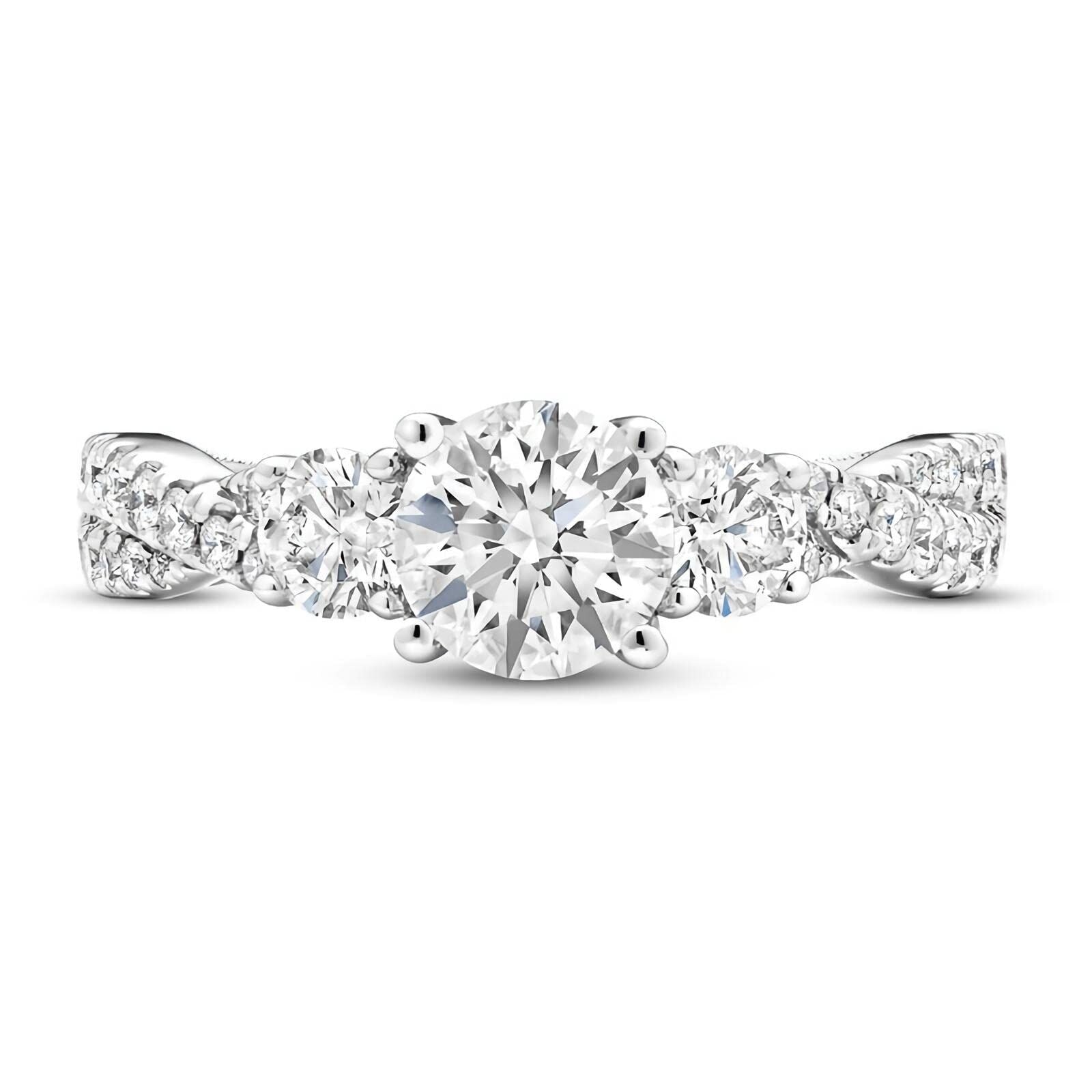 18K White Gold Round Cut Moissanite Engagement Ring