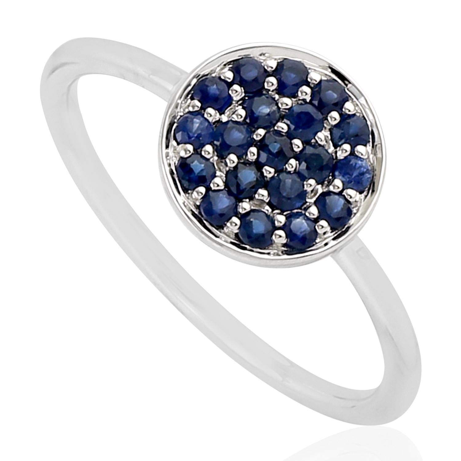 Blue Sapphire Gemstone Cocktail Ring In 18K White Gold