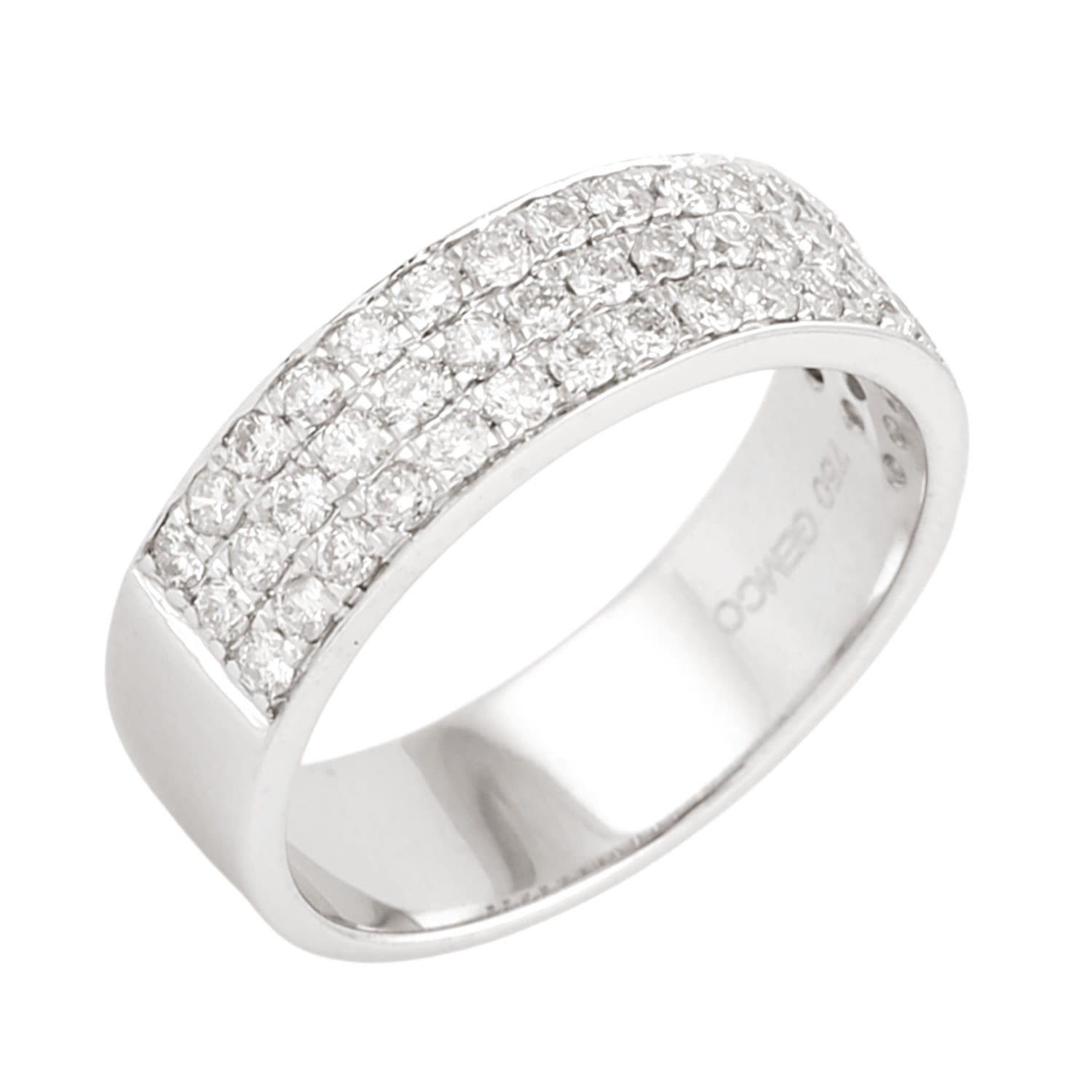 Natural Diamond Band Ring In 18K White Gold