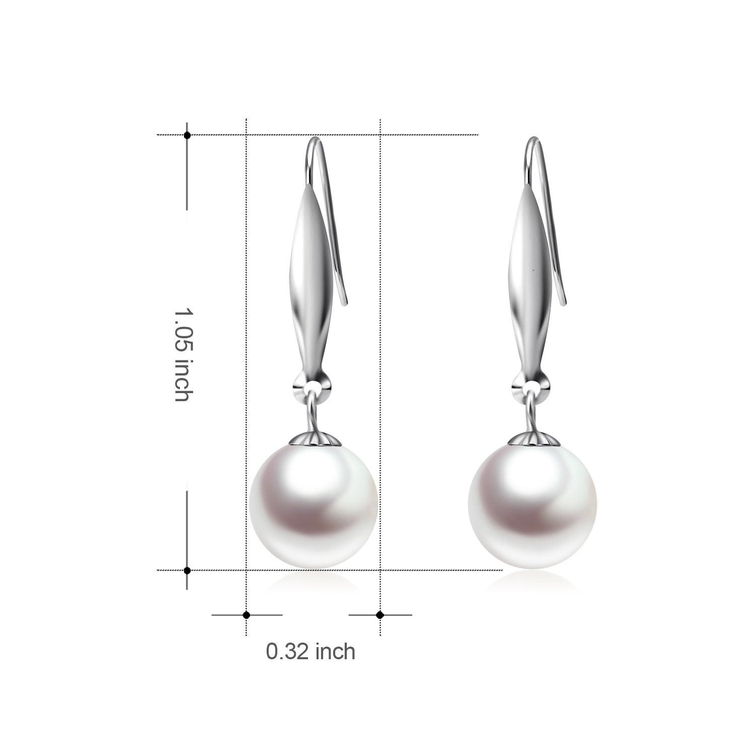 18K White Gold Pearl Bead Drop Earrings
