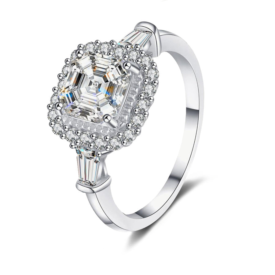 10K White Gold 1.5 to 5 CT Princess Cut Shaped Moissanite Engagement Ring
