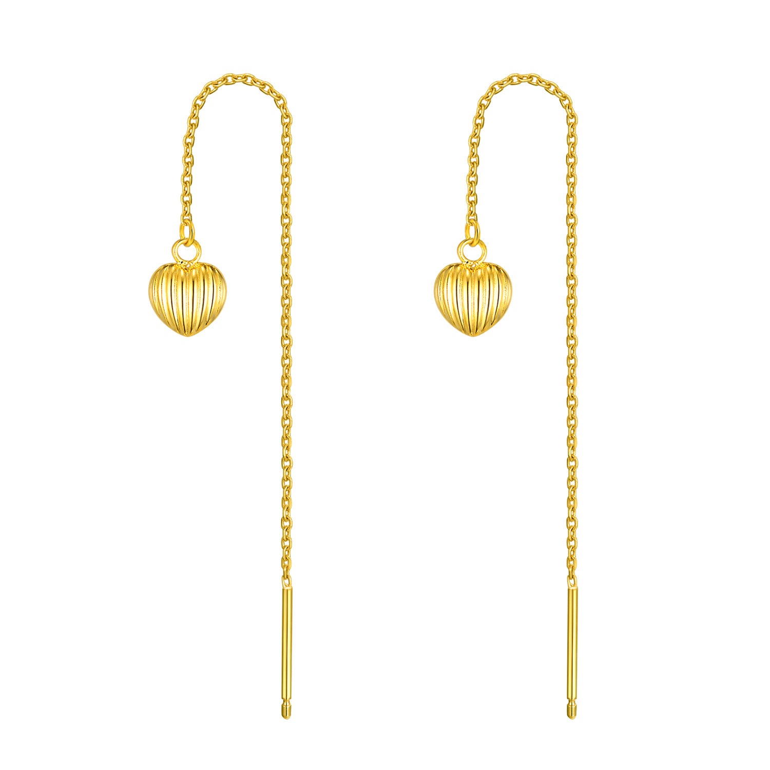 18K Gold Heart Drop Earrings