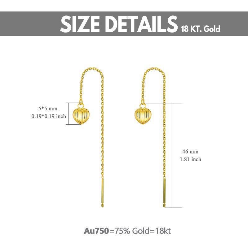 18K Gold Heart Drop Earrings