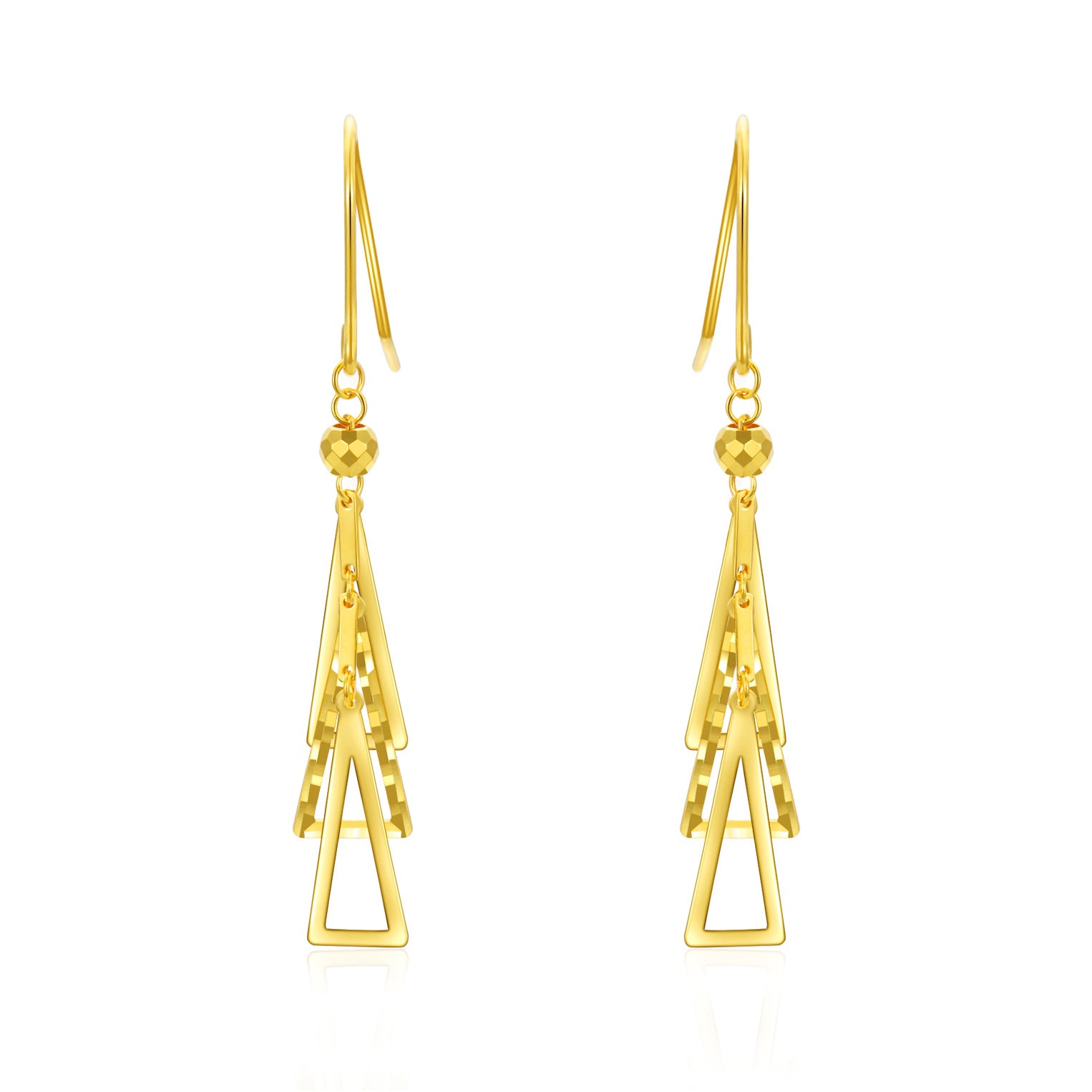18K Gold Triangle Drop Earrings