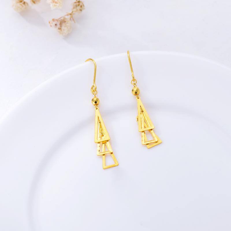 18K Gold Triangle Drop Earrings