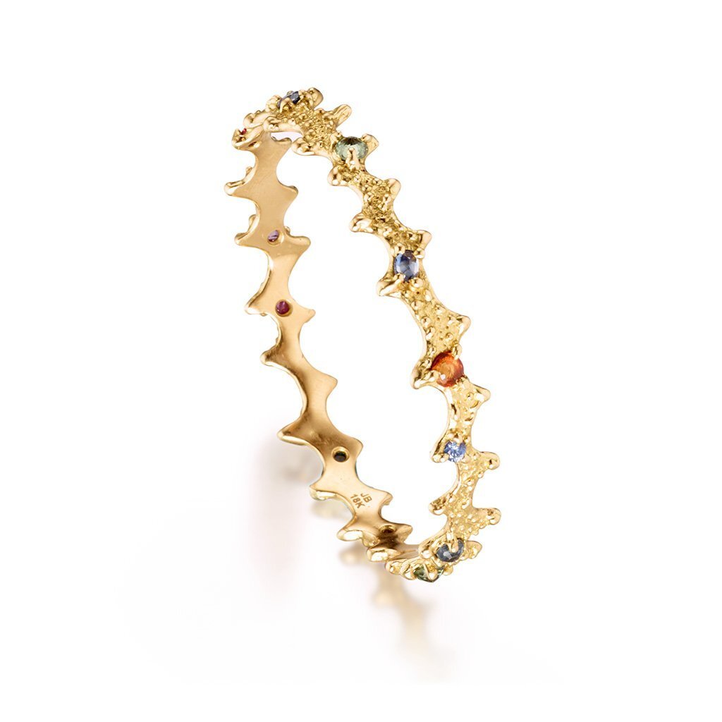 18k Gold Bangle with Colored Sapphires -  - Aureus Boutique