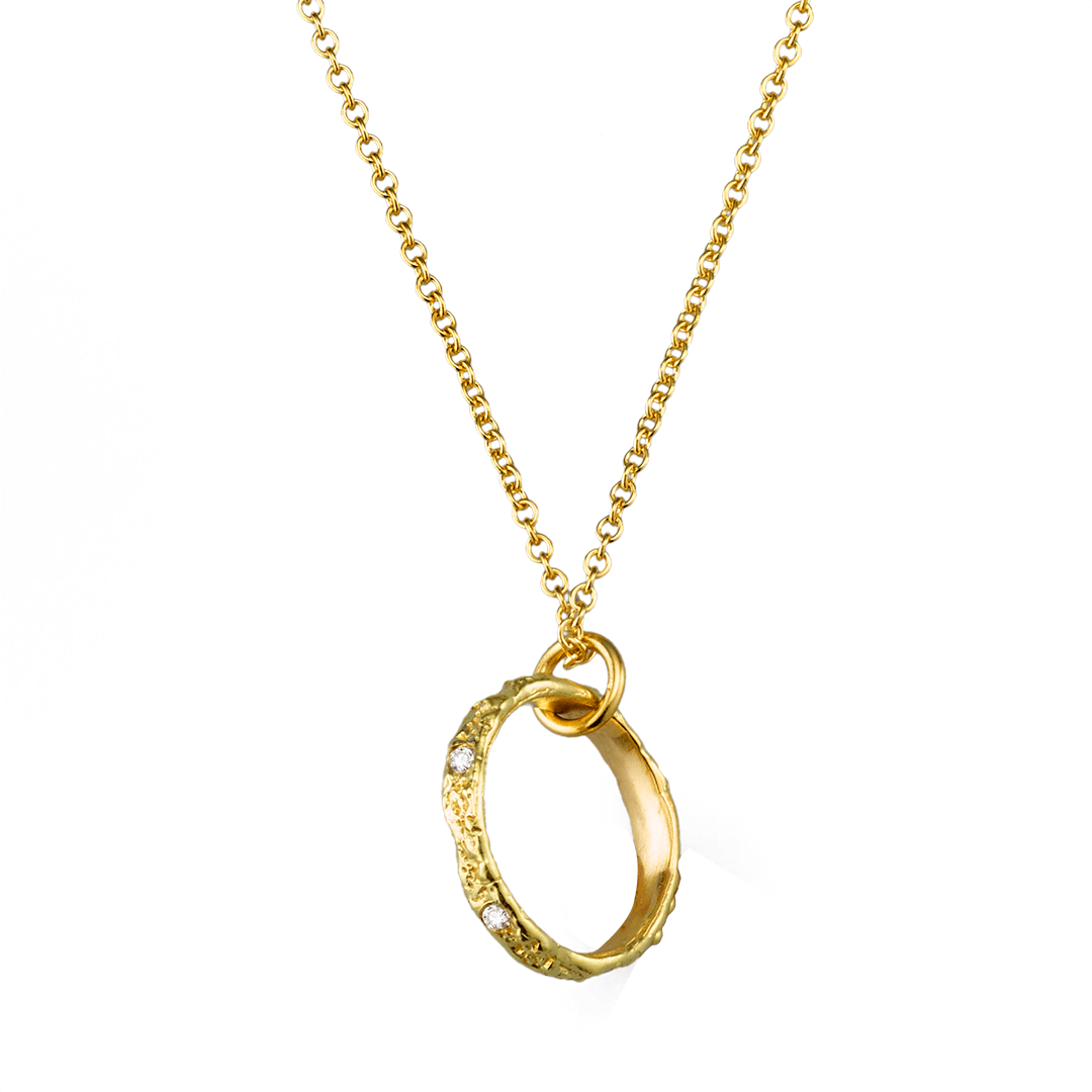 18k Gold Diamond Circle of Love Necklace -  - Aureus Boutique