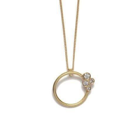 18k Gold Hoop Necklace with Champagne Diamonds -  - Aureus Boutique