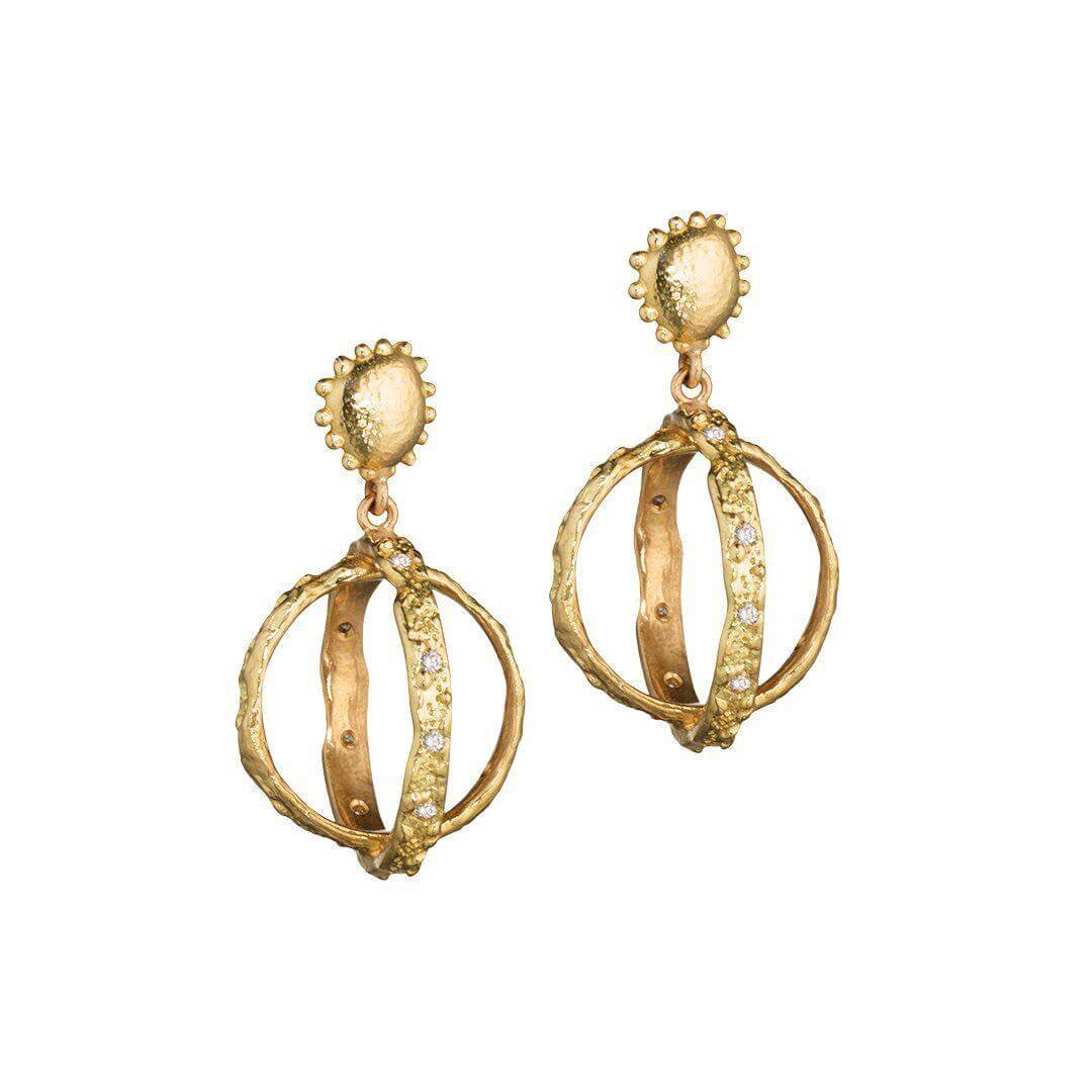 18k Gold Round Dangle Earrings