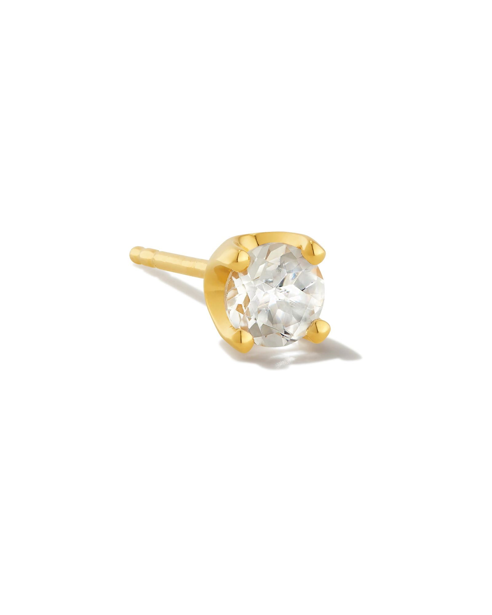 18k Gold Vermeil Single Stud Earring in White -  - Aureus Boutique