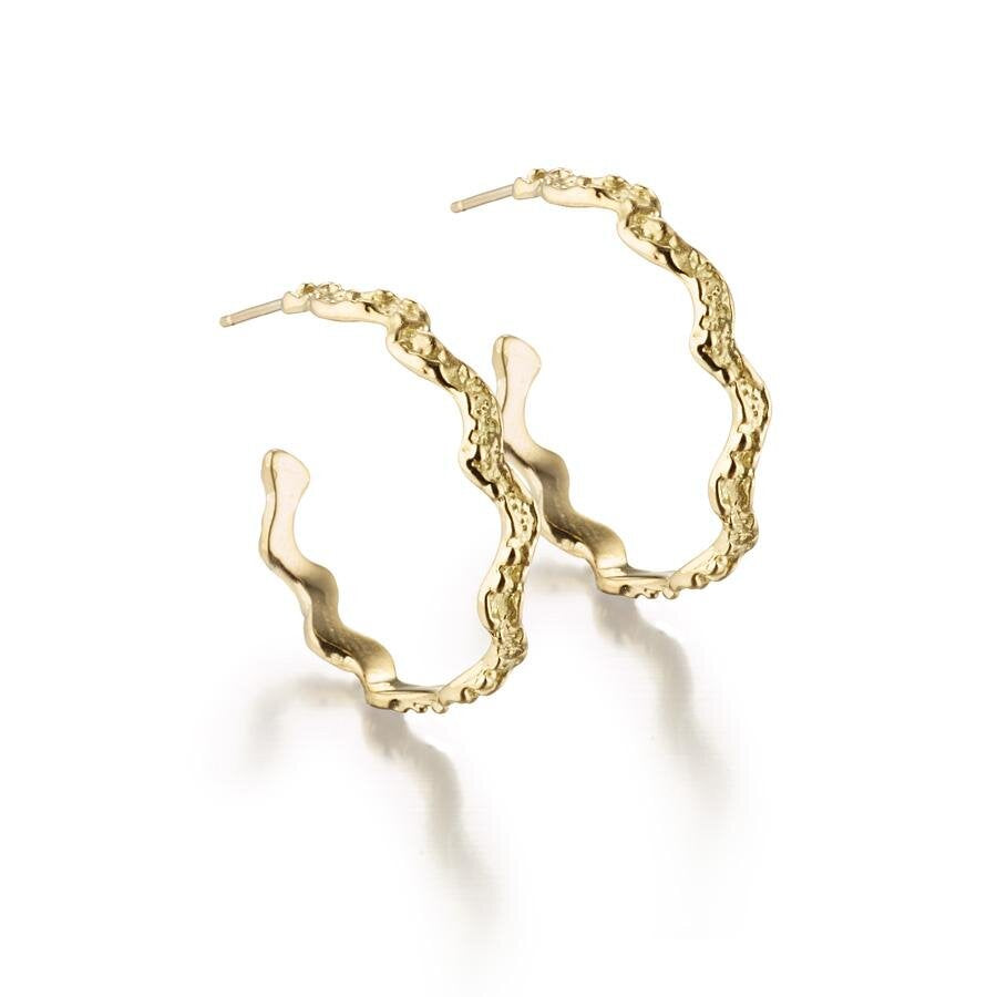18k Textured Gold Hoop Earrings -  - Aureus Boutique